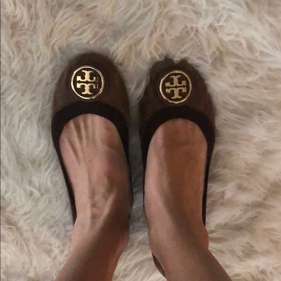 Tory Burch brown suede flats size 91/2 - Picture 1 of 3